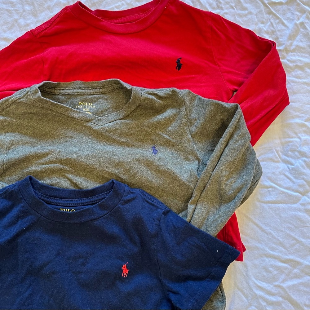 Polo Ralph Lauren Red Shirt Bundle of 3 Boys size 5 Pony Red Green Blue Cotton